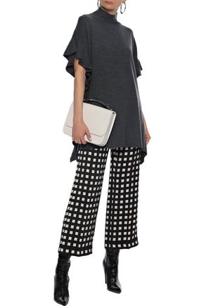 Click to view more detailed imagery on our partner's website Elie Tahari Woman Lucy Ruffled Merino Wool Sweater Charcoal