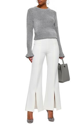 Click to view more detailed imagery on our partner's website Elie Tahari Woman Embla Metallic Knitted Sweater Gray