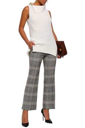 Click to view more detailed imagery on our partner's website Elie Tahari Woman Susanita Zip-Detailed Ribbed Wool And Cashmere-Blend Top Off-White