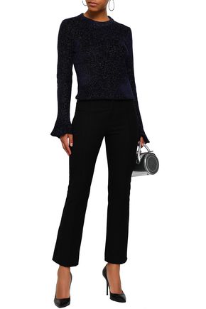 Click to view more detailed imagery on our partner's website Elie Tahari Woman Embla Metallic Knitted Sweater Midnight Blue