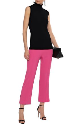 Click to view more detailed imagery on our partner's website Elie Tahari Woman Pointelle-Trimmed Merino Wool-Blend Top Black