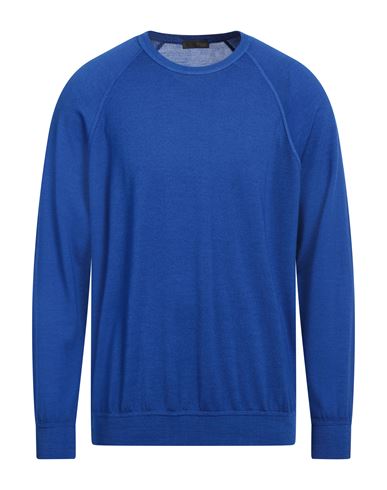 Drumohr Man Sweater Bright Blue Size 44 Super 140s Wool
