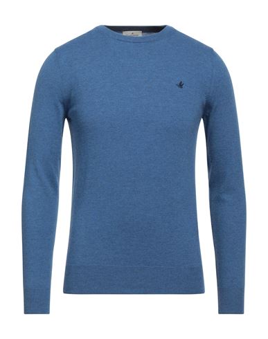Brooksfield Man Sweater Pastel Blue Size 36 Virgin Wool