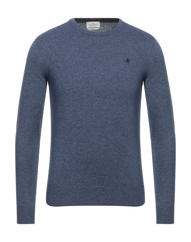 Brooksfield Man Sweater Slate Blue Size 46 Virgin Wool In Navy Blue