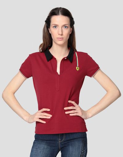 Polo de mujer de piqué de algodón con bandera tricolor