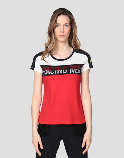 Camiseta de mujer de punto de algodón con lentejuelas