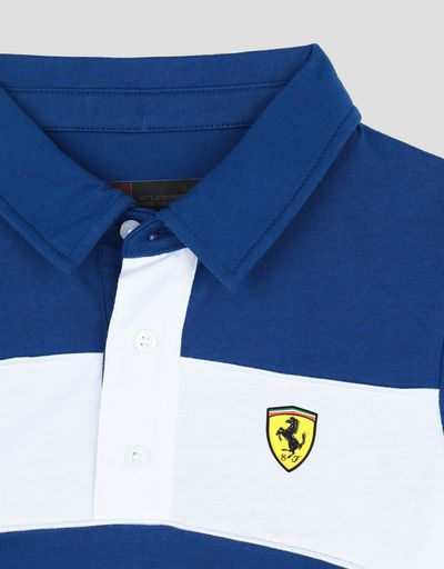 Scuderia Ferrari Online Store - 男童法拉利盾型徽标印纹平纹针织 Polo 衫 - 短袖 Polo 衫