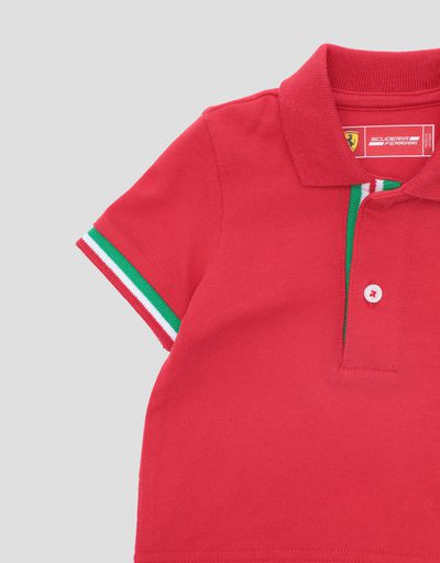 Scuderia Ferrari Online Store - Infants' cotton pique polo shirt with Italian flag - Short Sleeve Polos