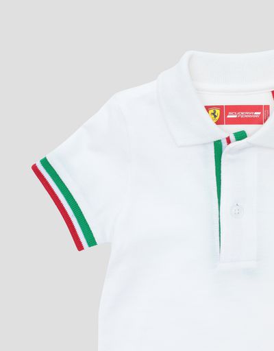 Scuderia Ferrari Online Store - Infants' cotton pique polo shirt with Italian flag - Short Sleeve Polos