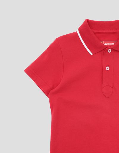 Scuderia Ferrari Online Store - Pique children's polo shirt with contrasting collar band - Short Sleeve Polos