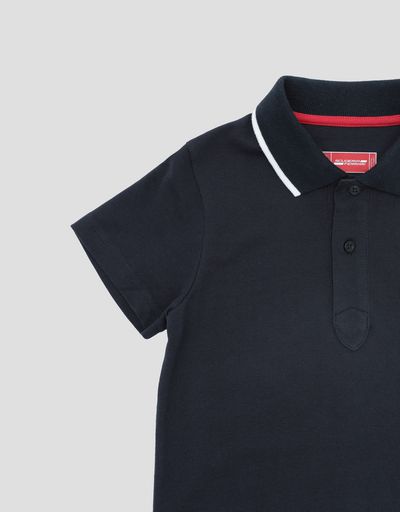 Scuderia Ferrari Online Store - Boys' pique polo shirt with contrasting band on collar - Short Sleeve Polos