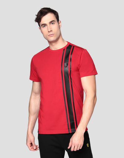 メンズ Tシャツ カーボンファイバー風プリント入り