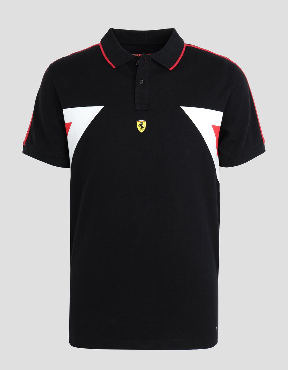 Ferrari Men's stretch cotton polo shirt with contrasting inserts Man ...