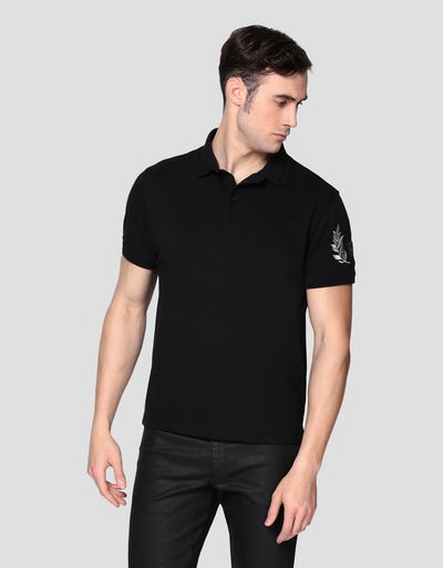 メンズ ピケポロシャツ シルバーローレルモチーフ