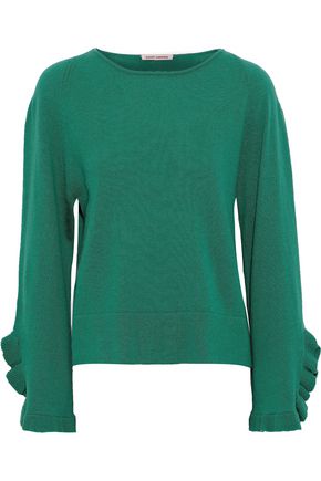 AUTUMN CASHMERE Ruffle-trimmed cashmere sweater