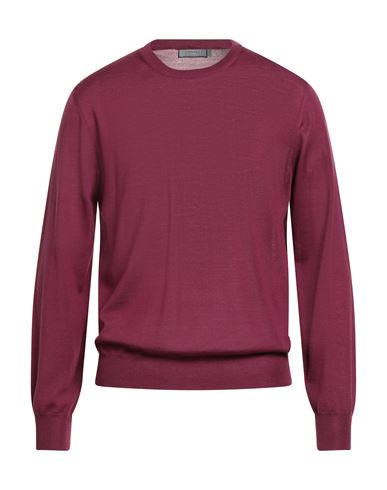Canali Man Sweater Garnet Size 50 Merino Wool In Purple