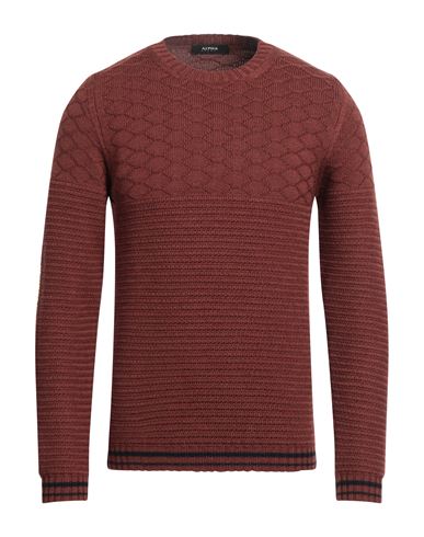 Alpha Studio Man Sweater Cocoa Size 38 Merino Wool In Brown