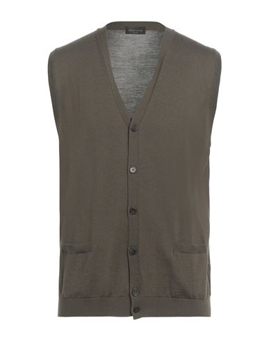Roberto Collina Man Cardigan Military Green Size 42 Merino Wool In Green