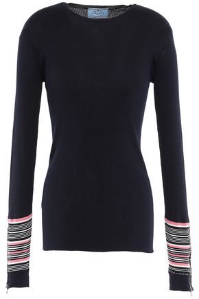 PRADA Ribbed silk and wool-blend top