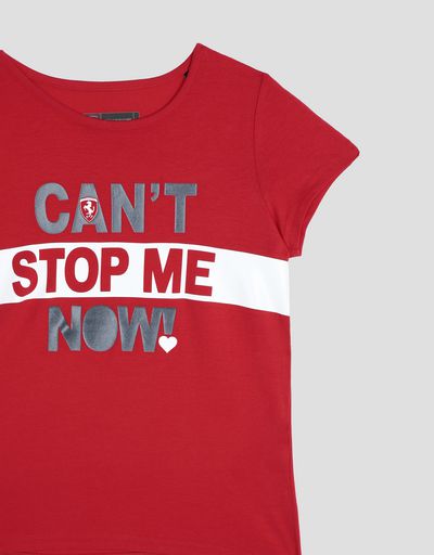 Scuderia Ferrari Online Store - Girl's T-shirt with CAN’T STOP ME NOW! print - Short Sleeve T-Shirts