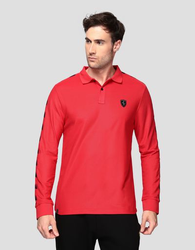 Men's polo shirt in technical piqué with chequered pattern