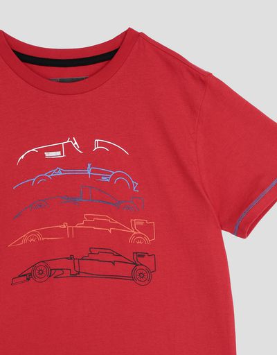 Scuderia Ferrari Online Store - Children's cotton jersey T-shirt with racing print - Short Sleeve T-Shirts