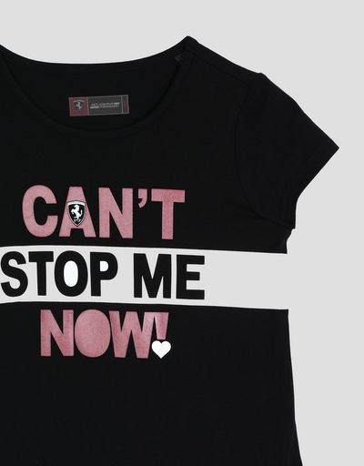 Scuderia Ferrari Online Store - Girls’ T-shirt with CAN’T STOP ME NOW! print - Short Sleeve T-Shirts