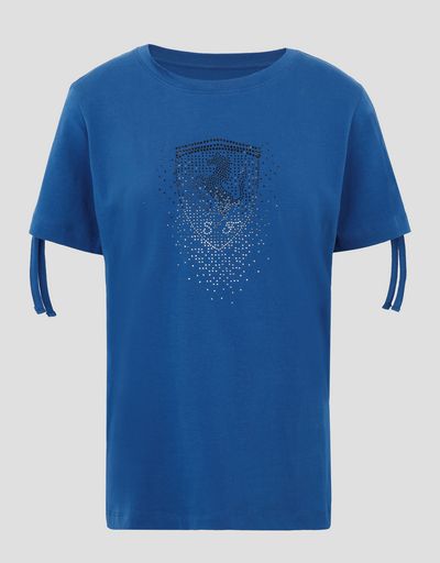 Scuderia Ferrari Online Store - レディースジャージーTシャツ クリスタルScudetto Ferrari付き - 半袖Tシャツ