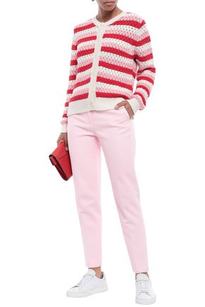 CHINTI & PARKER STRIPED CROCHET-KNIT COTTON CARDIGAN,3074457345620854945