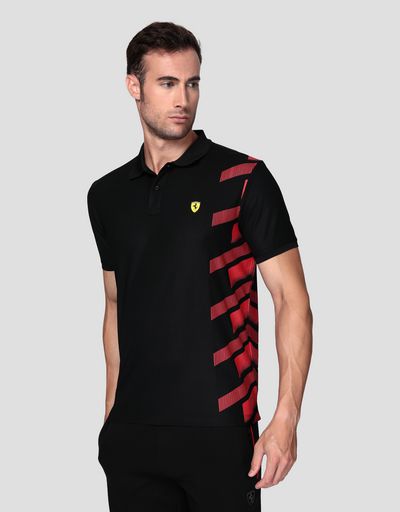 Men's polo shirt in technical piqué with print