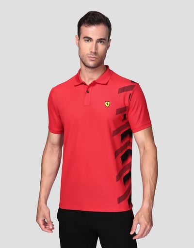 メンズ 機能性ピケ ポロシャツ プリント入り