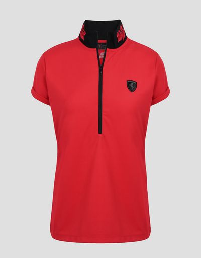 Scuderia Ferrari Online Store - Women's polo shirt with laurel embroidery - Short Sleeve Polos