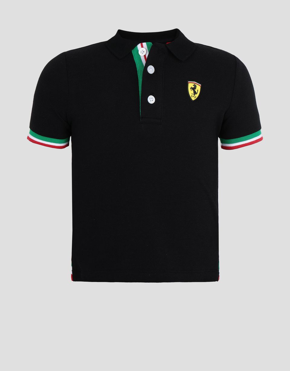 Ferrari Cotton pique children's polo shirt with Italian flag Man ...