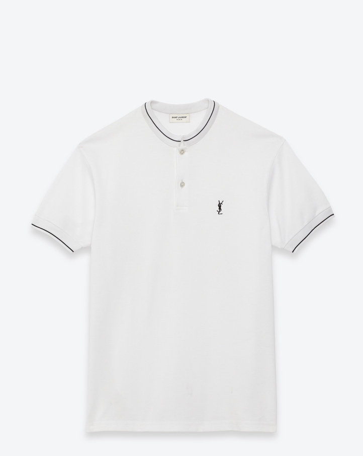 Saint Laurent Classic Short Sleeve Striped Band Collar Polo Shirt In ...