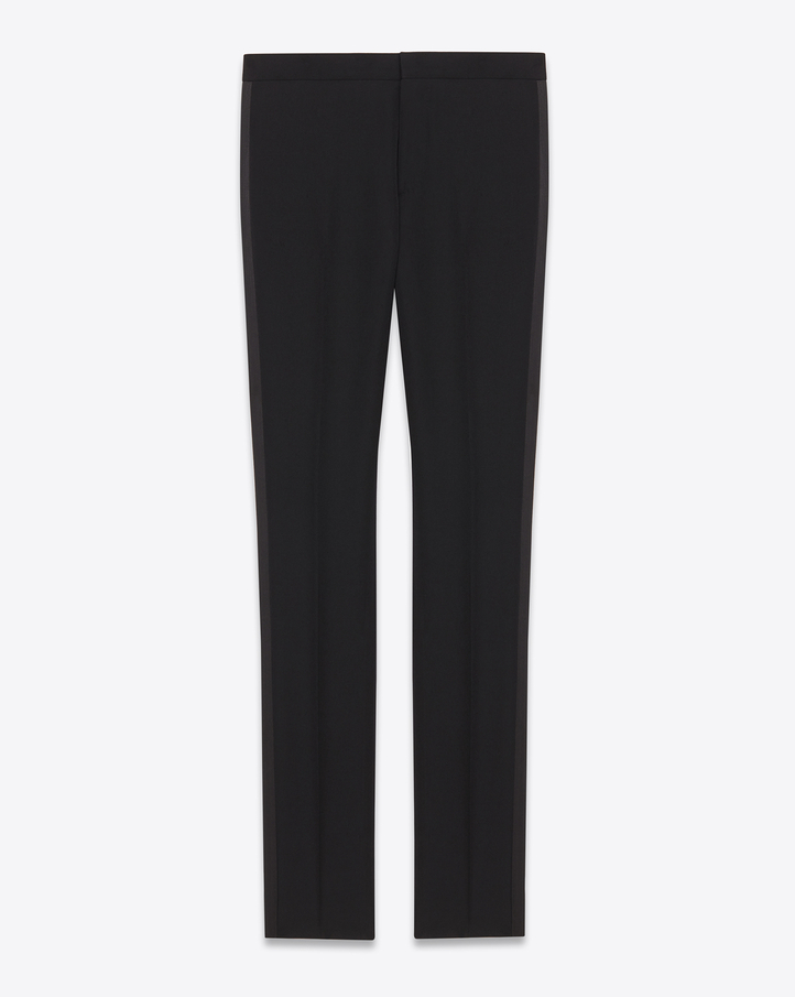 Saint Laurent Iconic Le Smoking Low Waisted Trouser In Black Grain De ...