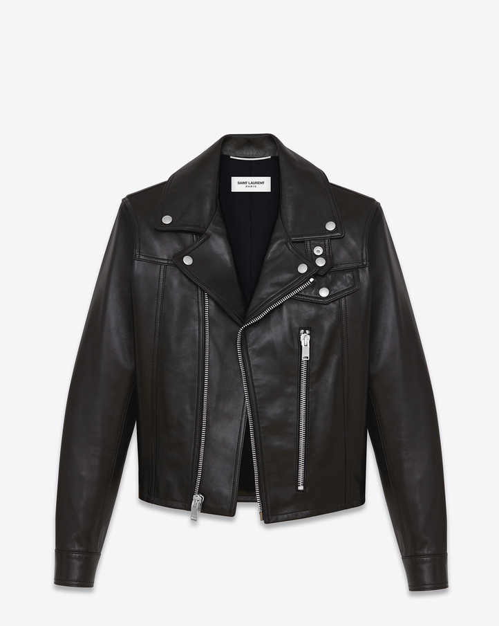 Saint Laurent Straight Motorcycle Jacket In Black Leather | YSL.com