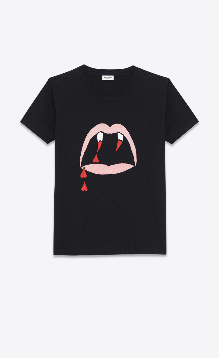 Saint Laurent T Shirt In Black Blood Luster Printed Cotton | YSL.com