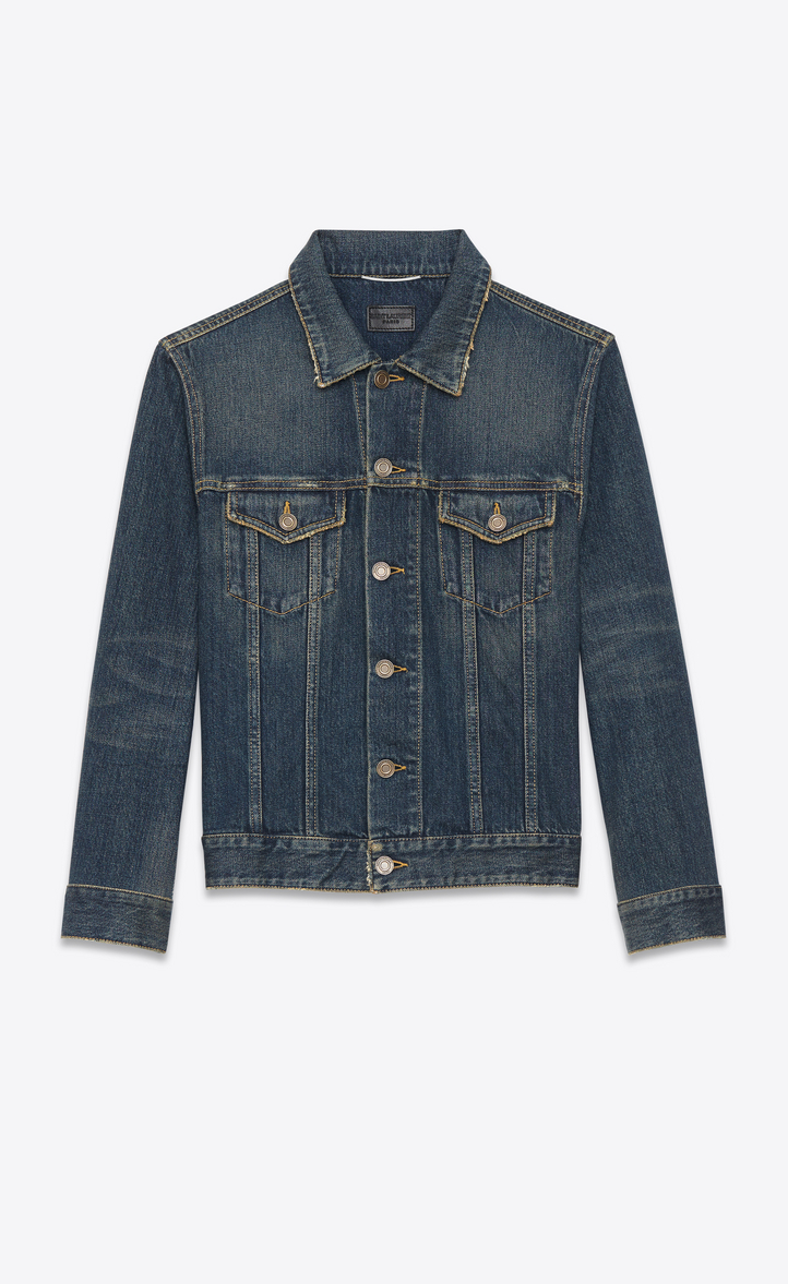 Saint Laurent ORIGINAL JEAN JACKET IN Dark Dirty Vintage Blue DENIM ...