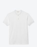 SAINT LAURENT Polos U kurzärmeliges polohemd aus weißer piqué-baumwolle mit kontrastierendem stehkragen f