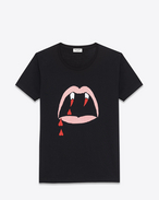 SAINT LAURENT T-Shirt e Jersey D t-shirt nera in cotone con stampa blood luster f