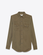 SAINT LAURENT Western Shirts D CLASSIC WESTERN SHIRT IN Khaki Twill f