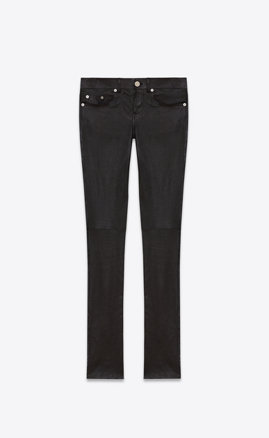 SAINT LAURENT Leather pants レディース オリジナル ローウエスト スキニージーンズ(ブラック/レザー) a_V4
