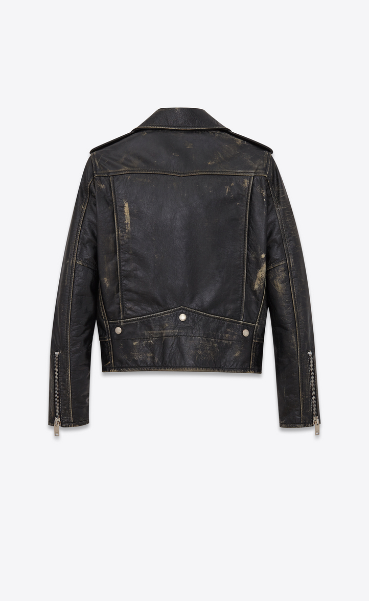 ‎Saint Laurent ‎Classic Motorcycle Jacket In Black And Beige Leather ...