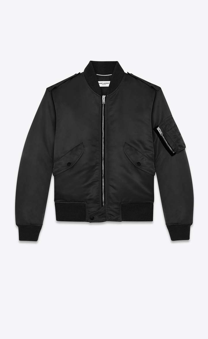 Saint Laurent Classic Bomber Jacket In Black Nylon | YSL.com
