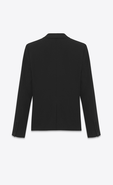 SAINT LAURENT Giacca Smoking D giacca corta le smoking iconic nera in lana strutturata grain de poudre b_V4
