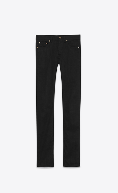 SAINT LAURENT Skinny fit Man original low waisted skinny jean in worn black stretch denim a_V4