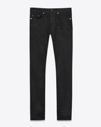 SAINT LAURENT Skinny fit U original low waisted skinny jean in light coated black stretch denim f