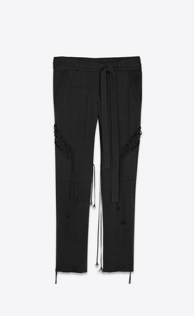 SAINT LAURENT Casual Pants Woman Laced military pants in black gabardine a_V4
