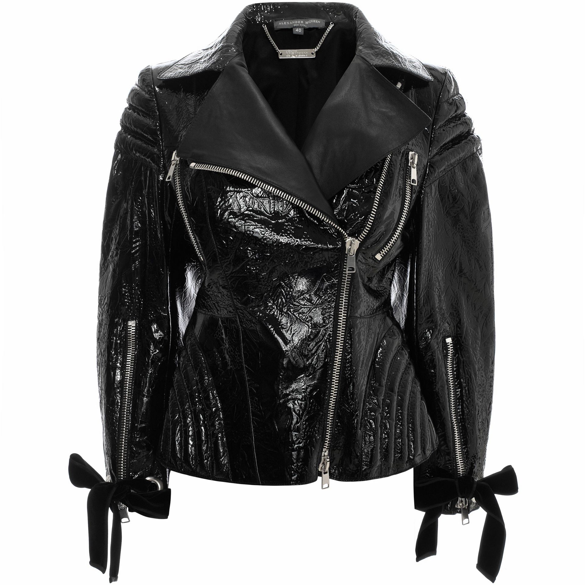 Ivy Embossed Patent Leather Biker Jacket Alexander McQueen | Leather ...