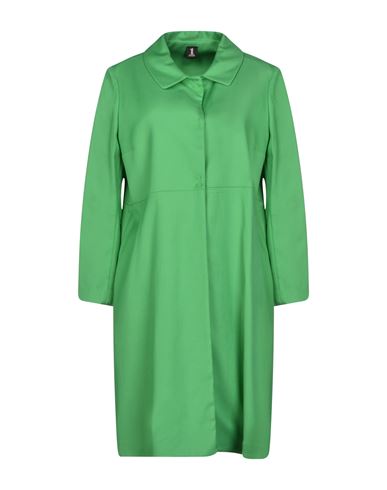Woman Overcoat & Trench Coat Green Size 6 Cotton, Viscose, Elastane